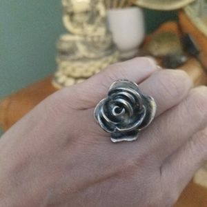 Silver rose ring